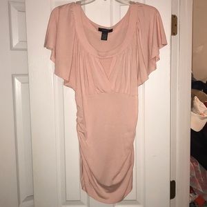 Blush top with keyhole and ruching
